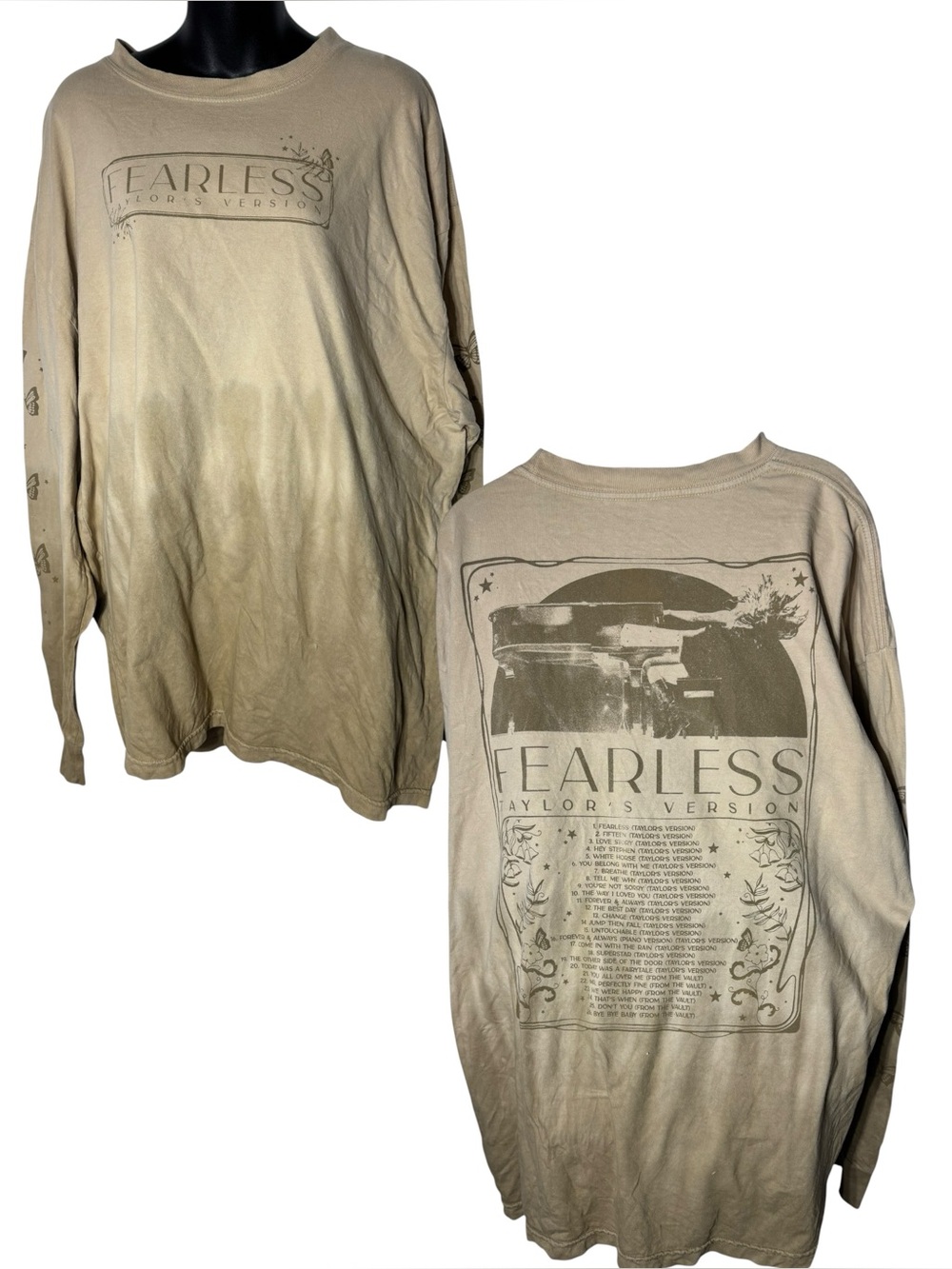 Taylor Swift fearless ‘you’re not sorry’ ombre dip dye long sleeve butterfly 3xl